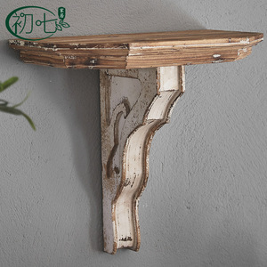 Expositor de Pared de Madera Rústica Estilo Americano Retro, Rectangular, Blanco, Decoración para Bodas y Hogar, Estante de Almacenamiento para Sala de Estar - Product Image 4