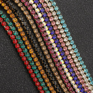 Cadena de acero inoxidable con diamantes de imitación de 3 mm, circonita cúbica chapada para la fabricación de pulseras, accesorios de joyería H1445 - Product Image 2