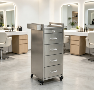 Commercial Stainless Steel Hairdressing <b>Trolley</b> Mobile Salon Storage Cabinet Multi Drawer Barber <b>Tool</b> Cart with Universal Wheels - Product Image 2