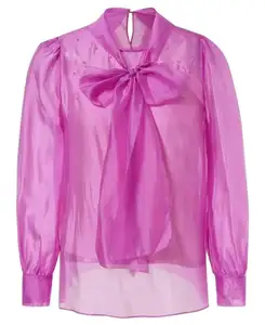 Elegante camicia con Top Bowknot donna Basic tinta unita manica lunga Versatile <span class=keywords><strong>camicetta</strong></span> <span class=keywords><strong>fucsia</strong></span> con prospettiva a fiocco con perline allentate - Product Image 1