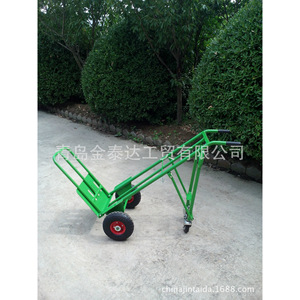 Folding Handcart Heavy Duty Cargo <b>Trolley</b> <b>Four</b> <b>Wheel</b> Steel Industrial Warehouse Truck HT1824 Blue Single Layer Foldable - Product Image 5