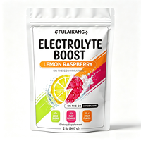 Poudre d'électrolytes citron-framboise marque privée OEM, mélange de boisson hydratante sans sucre, riche en potassium, compatible Keto, 2lb