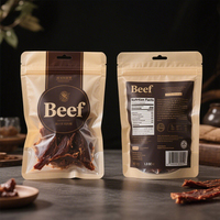 Sac d'emballage personnalisé pour viande séchée avec fermeture éclair, sac pour biltong de bœuf avec fenêtre, sac d'emballage en papier kraft pour biltong