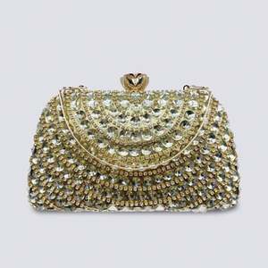 Bruidsfeestjurk met strass steentjes, dames handtas met kralen en kristallen, clutch voor gala's - Product Image 4