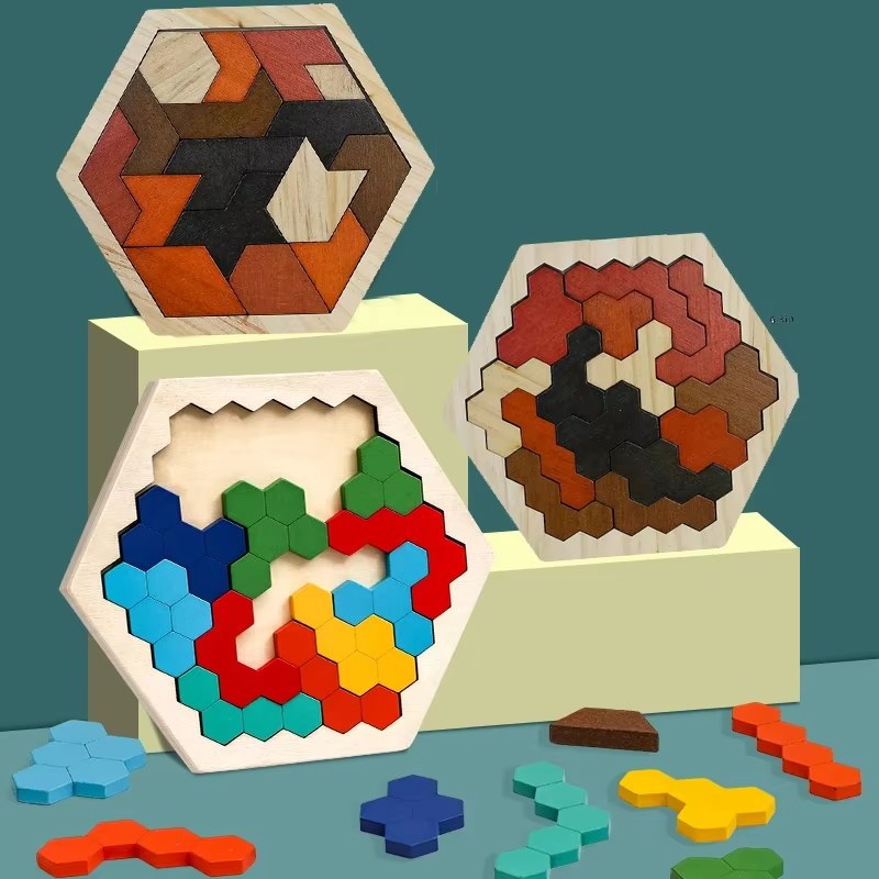 Rmeet Holz-Puzzle – 40-teiliges Tangram & Tetris Aus Holz, Gehirntraining Für Kinder & Erwachsene