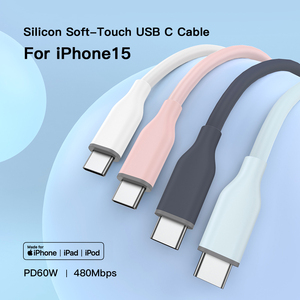 สายเคเบิลซิลิโคน2.0ยาว2ม. 3ม. USB C TO C Type-C Micro 60W USB สำหรับ <span class=keywords><strong>iPhone</strong></span> - Product Image 2