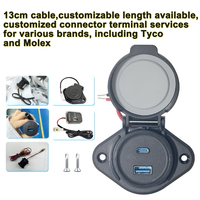 Módulo USB de Montaje en Panel Personalizado, 2 Puertos USB, 36W QC USB-A, 30W PD3.0 Tipo C, 12/24V, Enchufe de Cargador para Coche, Autobús o Caravana