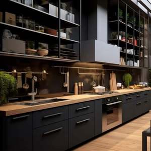 Conception d'espace globale moderne et personnalisable pour une cuisine entière personnalisée, armoires de cuisine, armoires à vin et à repas - Product Image 1