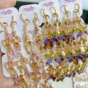Fashion Light Luxury <b>Earrings</b>, Copper Gold-plated Ear Rings with Zircon Triangular Heart-shaped Ear Buckles and <b>Stud</b> Accessories - Product Image 6