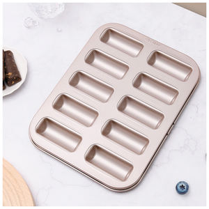 CHEFMADE WK9839 Acero al carbono Utensilios para hornear 10 tazas Antiadherente Cigar Financier Cake Mold Pan para hornear en horno - Product Image 4