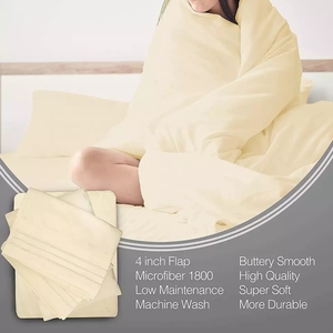 Série 2000 – Parure de draps-housses de luxe en microfibre 4 pièces, taille double, style uni, en polyester, pour lits domestiques ou hôteliers - Product Image 4