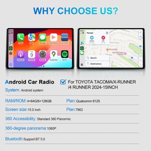 For Toyota TACOMA/X-RUNNER/4Runner 2024- 15 Inch New Upgrade Touch Screen Car <b>Stereo</b> Carplay Head Unit Monitor Android Auto - Product Image 6