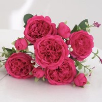 Bouquets de pivoines artificielles style rustique bohème avec tiges pour centres de table de réception de mariage et décoration intérieure