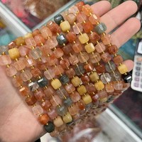 Perles cubiques à facettes de 8 mm en Jaspe Dalmatien et Quartz Porte-Bonheur pour la fabrication de bijoux - Vente en gros