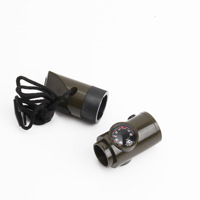 Sifflet de survie d'urgence 7 en 1 avec boussole intégrée, thermomètre, loupe, sifflet de signalisation portable pour activités en plein air