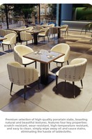Fournitures de mobilier pour restaurants commerciaux, personnalisables, durables, table minimaliste avec plateau en marbre et ensemble de chaises en PU
