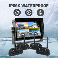 Moniteur 4 canaux à grand écran de 10,1 pouces avec IA BSD, vision nocturne IR étanche, caméra latérale pour camping-car, installation facile, caméra de voiture sans fil