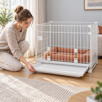 Cage pour animaux de compagnie surélevée : pliable et empilable, pour petits animaux – avec plateau coulissant anti-débordement et conception anti-pincement sécurisée