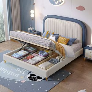 <span class=keywords><strong>Cama</strong></span> de almacenamiento de <span class=keywords><strong>estilo</strong></span> princesa moderna para niñas y niños, juego de <span class=keywords><strong>cama</strong></span> de cuero de alta calidad para niños con almacenamiento para dormitorio - Product Image 1
