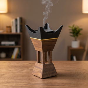 Handmade Wooden <b>Incense</b> Burner with Aromatic Diffuser and Decorative <b>Box</b> Sandalwood Religious Use All-Season Ramadan Eid - Product Image 1