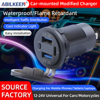 Chargeur de voiture USB C 3 ports 3.0 PD 12-24V avec double charge rapide, voltmètre, interrupteur d'alimentation, affichage LED AUX pour bateaux, camping-cars et applications marines