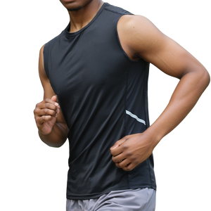 Wholesale Men's Athletic Polyester Bodybuilding Workout Fitness Shirts Hood Solid Stringer Design Washed Technique - Product Image 3