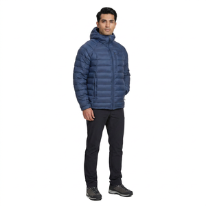 Casual Outerwear Medium <b>Long</b> Canvas Stand Collar Front Logo <b>Men</b> Winter Puffer Jacket OEM Breathable Windproof Quick Dry Zipper - Product Image 1