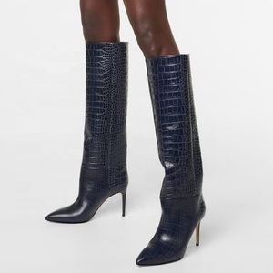 Women Pointy Toe Sexy Knee High <b>Boots</b> Animal Print Big Size 48 Winter Lady's Dress <b>Boots</b> Thin High Heel - Product Image 3