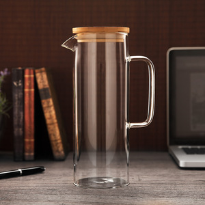 Carafe à eau en verre avec couvercle en bambou, grande capacité, pour boissons froides, idéale pour les fêtes et l'été - Product Image 1