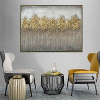Feuille d'or forêt grande taille haute qualité luxe 100% peint à la main art moderne toile peinture à l'huile arbre