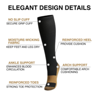 Chaussettes de compression personnalisées avec logo imprimé, vente en gros, OEM, ODM, marque privée, respirantes, directement de l'usine