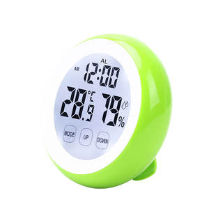 라운드 디지털 터치 스크린 온도 습도계 온도계 실내 온도 습도 온도계 시간 표시 - Product Image 5