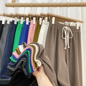 Pantalones de chándal formales impermeables ecológicos de cintura alta para mujer, pantalones de verano holgados, pantalones largos de pierna ancha de Color sólido con encaje - Product Image 2