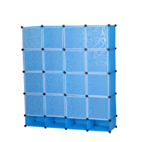 16-teiliger Faltbarer PP-Panel DIY Tragbarer Kleiderschrank für Wohnzimmer & Schlafzimmer mit 2 Kleiderstangen