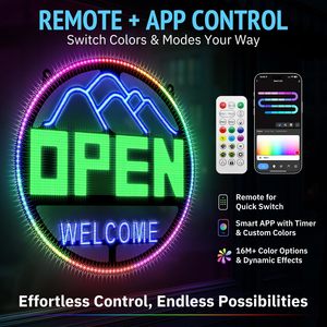 Letrero LED Abierto Redondo de 16x16 Ultra Brillante con Control por Aplicación, Pantalla de Bienvenida para Bar, Oficina, Uso Promocional - Product Image 4