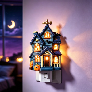 Plastic Haunted House Middle Warm White LED Plug Night <b>Light</b> Halloween Decoration Wall <b>Socket</b> OEM Customized Wholesale Sample - Product Image 2