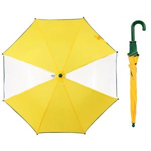 Parapluie pare-soleil tout-en-un personnalisable transparent pour enfants, semi-automatique, avec tube en fer à 8 baleines, manche long et motif dessin animé en POE - Product Image 1