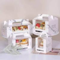 Boîte à gâteau de 4 pouces en gros, boîte d'emballage haut de gamme avec poignée et fenêtre transparente pour mousses et pâtisseries