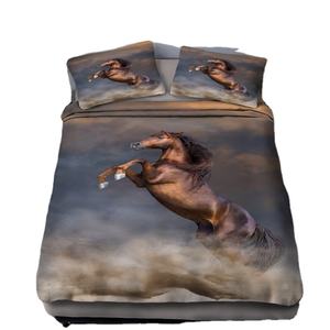 Parure de lit classique, impression numérique 3D, motifs animaux cheval, avec drap, housse de <span class=keywords><strong>couette</strong></span> et taies d'oreillers - Product Image 1