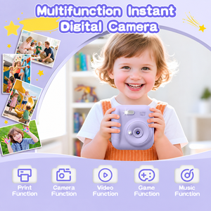 Appareil photo pour enfants K8Pro, impression instantanée, double objectif, écran 2,4 pouces, vidéo Full HD, papier multicolore - Product Image 6