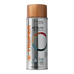 Peinture en aérosol métallisée, finition cuivre, 400 ml, à base d'acrylique, marque Truper, bombe aérosol, haute couverture, utilisation intérieure et extérieure, Mexique - Product Image 1