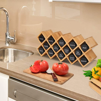 Tailai Étagère de rangement en bambou pour épices, 18 compartiments, pour comptoir, meuble de cuisine, armoire, mur ou porte