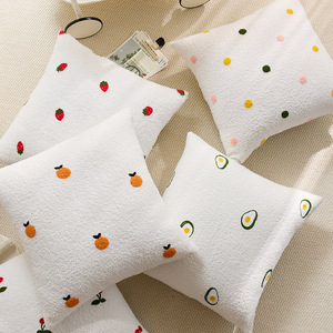 Teddy velours brodé canapé taie d'oreiller conception <span class=keywords><strong>de</strong></span> fruits frais pour salon lit repos et lecture Accent oreiller - Product Image 2