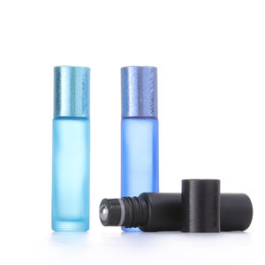 Bouteilles de parfum à bille givrées de 10ml rouleau en acier en verre vide rechargeable pour bouchon brossé à bille pour sérigraphie d'huiles essentielles - Product Image 4