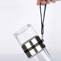 Bouteille de thé en verre isolée à double paroi pour thé en vrac avec étui de séparation du thé