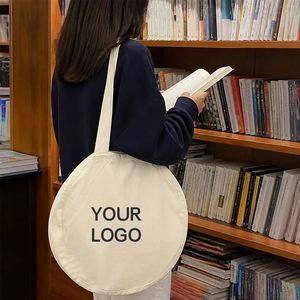 Custom Round Shoulder <b>Bag</b> Foldable Eco Friendly Ladies Cotton Canvas <b>Tote</b> with Tie for <b>Travel</b> Use - Product Image 1