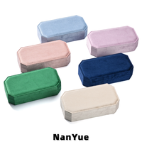 Boîte à bijoux en velours à couvercle rabattable octogonal pour bague, boucles d'oreilles, broche, cadeau, boîte de rangement portable pour bijoux, emballage de bijoux avec logo personnalisé