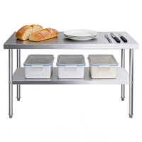 Table de travail en métal robuste, plan de travail de cuisine commerciale, table de travail en acier inoxydable pour boulangerie