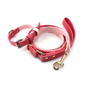Set collare e guinzaglio per cani regolabili per cuccioli in morbida pelle <span class=keywords><strong>PU</strong></span> imbottiti fatti a mano OEM/ODM - Product Image 3