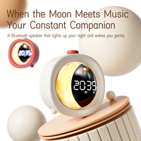 Mini enceinte sans fil KUANGXIANG à l'inspiration de la lune, avec gestion intelligente de la minuterie, réveil, veilleuse chaude réglable